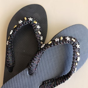 Chinelos de praia, crochê personalizado, sandálias de verão femininas, sandálias de piscina de borracha, sandálias da moda, sandálias personalizadas com miçangas