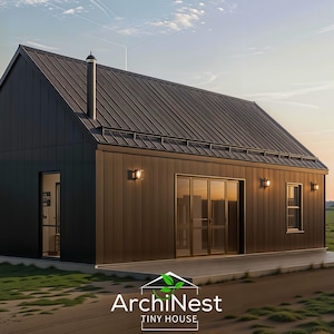 16' x 32' Moderne Scheunenhaus Plan mit Loft: 2-Bett-Hütte (PDF Download)