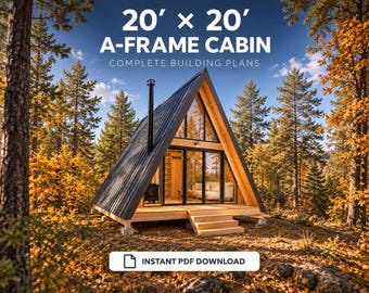 20' x 20' A-Frame Cabin Plan: Small Lofted Retreat (PDF Download Only)