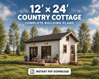 Tiny House Plan, 12x24 Modern Design with Sleeping Loft and PDF Download