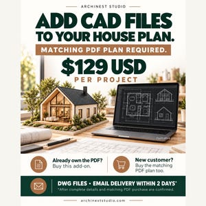 House Plan CAD Files, Editable DWG Drawings Add-On for Matching PDF