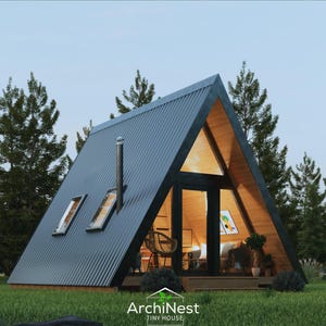 A-Frame Cabin Plan: 350 sq ft Tiny House with Loft (PDF)