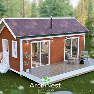 Tiny House Plan: 1 Bedroom Cabin Design (288 sq ft, PDF Download)