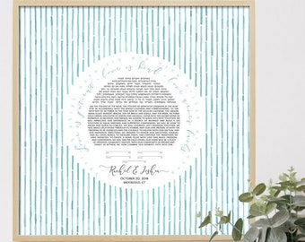 Aqua Blau Wasserfall Einfache Ketubah