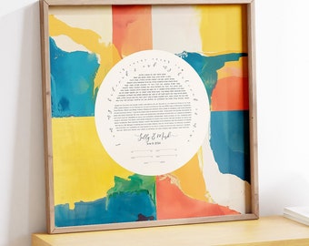 Abstract primary color fields Ketubah > Reform and Orthodox Jewish weddings