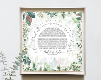 Modern Jewish Ketubah ⤻ Outdoor Wedding greenery backdrop watercolor certificate
