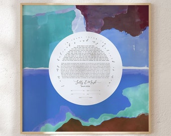 Plain Blue fields Ketubah > Reform and Orthodox Jewish weddings