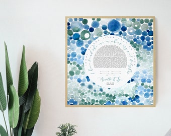 Interfaith Ketubah Under Water Life > Jewish ketubah ceremony, summer wedding, modern Judaica, beach wedding