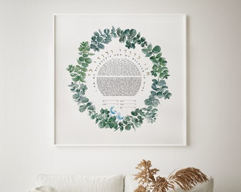 Blue Lovebirds Watercolor Eucalyptus Ray Ketubah