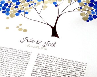 Jade-Josh wedding Watercolor ketubah-guestbook set painting