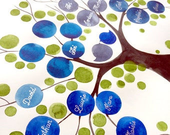 Ancestry Custom Tree original painting silver or gold pigment colors - family tree maker OnceUponaPaper