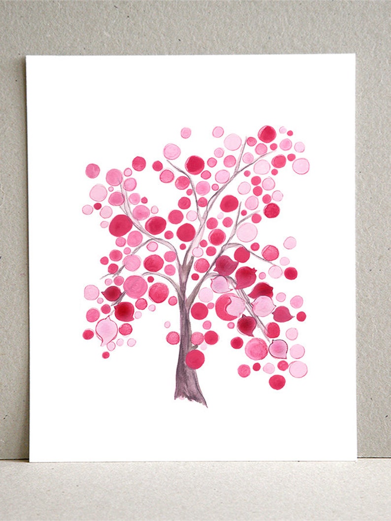 Watercolor Painting art Pink Party Tree watercolor nursery gift image 3