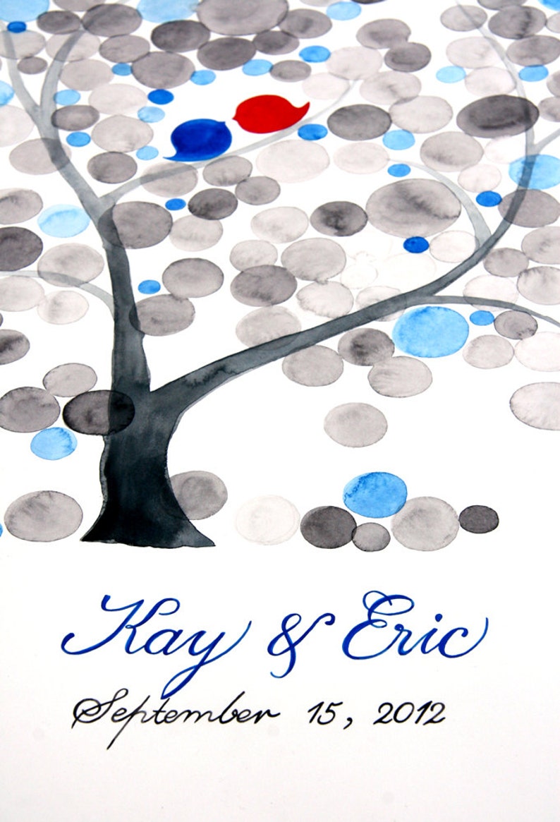 Birthday Tree Bridal shower Family reunion Personalized guestbook Custom Wedding Guest Book painting