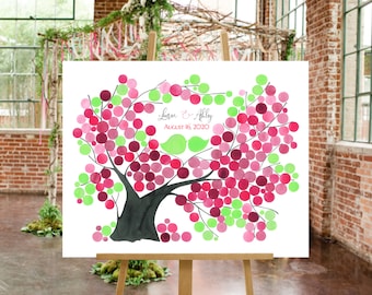 Anniversary Guest Book Alternative print - Wedding wish tree Custom names colors - SYCAMORE FIG TREE watercolor design