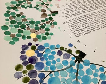 Gan Eden Ketubah > David's Star Golden Trees