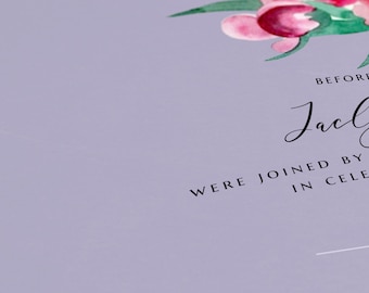 Romance Peonies Quaker Wedding Certificate | Heirloom Keepsake Print