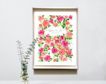 Libro de visitas romántico floral boda > JARDÍN DE FLORES DALIA