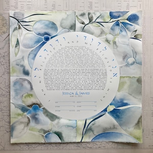 Aquarell von Hand gemalte florale Ketuba > Jahreszeiten Design