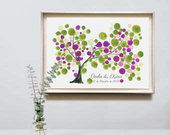 Mother of the Bride gift Modern Guest Book poster to sign ↣ Wedding Greenery Guestbook alternative watercolor print - MOTHER DAUGHTER TREE