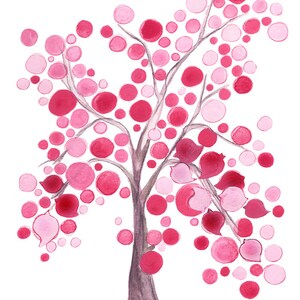 Watercolor Painting art Pink Party Tree watercolor nursery gift image 2