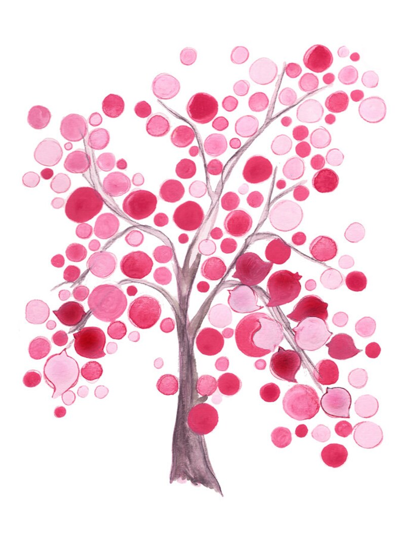 Watercolor Painting art Pink Party Tree watercolor nursery gift image 2