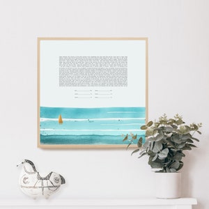 Seaside Sails moderne Ketubah- Strandhochzeitsdestination