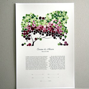 Modern Ketubah art print Tree of Life and Love Birds personalized Ketubah custom text names image 2