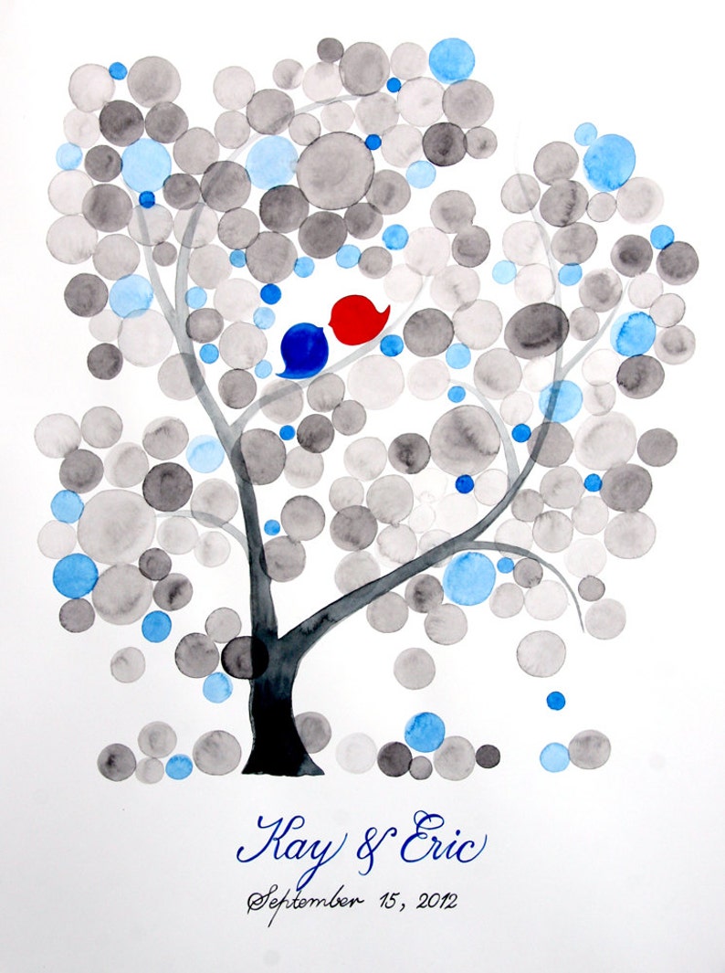 Birthday Tree Bridal shower Family reunion Personalized guestbook Custom Wedding Guest Book painting