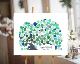 Vibrant Greens Modern Wedding Guest Book gift - summer wedding keepsake watercolor painting