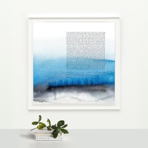 Blue Ocean Planet Landscape Ketubah &lt; Modern Watercolor Ketubah, Reform Interfaith Secular Orthodox custom texts