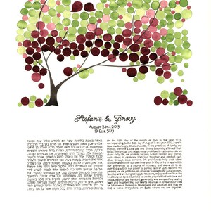 Aquarell gemalte Ketubah > GRÜN LILA CHUPPAH