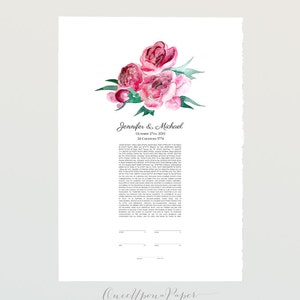 Peonies Ketubah Modern marriage certificate giclee print image 5