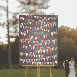 Triangle Pennant Party banner &lt;&gt; Cake and Party Wedding guest book alternative Watercolor Tapering flags