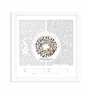 "Fraktal Herz ""Secret Garden"" Ketubah > Jüdische Heiratsurkunde."