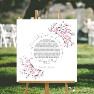 Pintura de tinta japonesa de primavera Ketubah &gt; Sumi-e Natures Wild Magnolia Flower Tree
