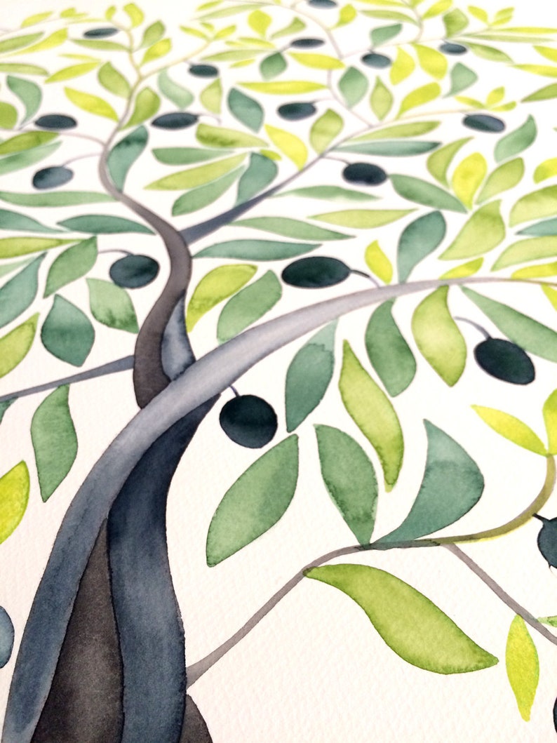 Custom Mediterranean Greenery wedding guestbook alternative Watercolor Guest Book Olive Tree christmas wedding planner