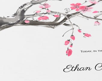 New York Botanical Garden Cherry Blossom marriage certificate print | Timeless Watercolor Wedding Certificate