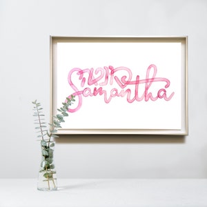 Name Blessing watercolor calligraphy painting &gt;&lt; Nursery sign, Bat Mitzvah Gift, Jewish Wall decor