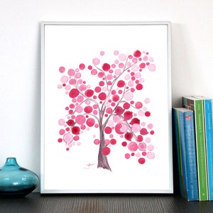 Watercolor Painting art Pink Party Tree watercolor nursery gift image 4