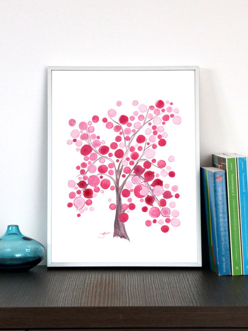 Watercolor Painting art Pink Party Tree watercolor nursery gift image 4