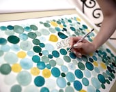 Wedding Guest Book watercolor painting - Signing Beach stone alternative Wedding GuestBook