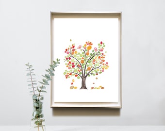 Nature Blossom Spring Watercolor Love Birds Tree