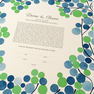 Boho Ketubah watercolor - Chuppah Jewish Tree Branches