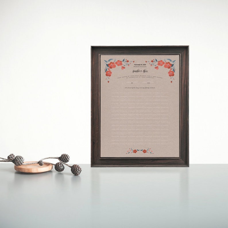 Modern Quaker marriage certificate Custom Quaker Wedding Witnesses image 2