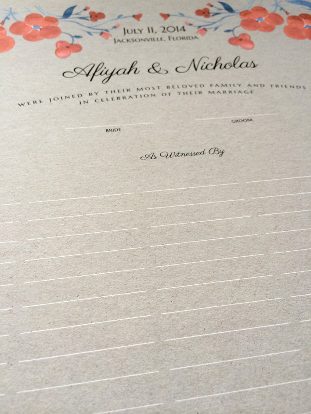 Modern Quaker Marriage Certificate