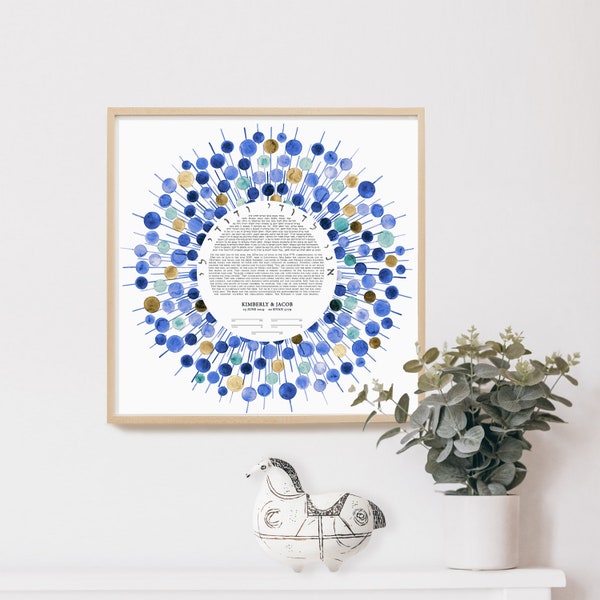 Jewish wedding BLISS multilingual ketubah design