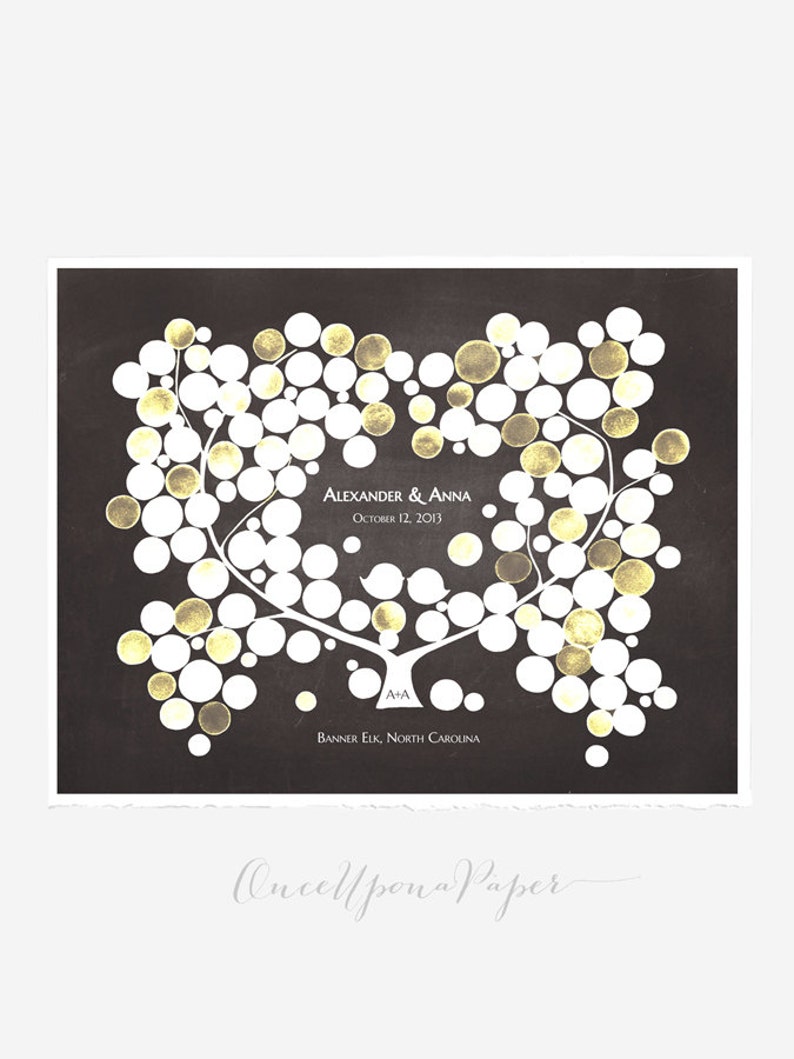 Bohemian Classy Wedding Custom Gold Guest Book Etsy