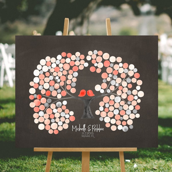 Coral Hue Alternative Wedding guest book, Watercolor Modern guest book, Color of the year, Coral Charm shade for your bridesmaids’ dresses