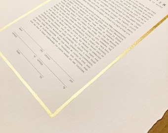 Basic Gold Frame Ketubah design >< Modern Hebrew custom printed Ketubah