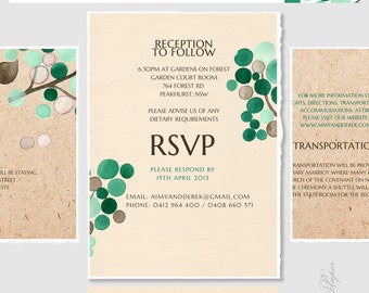 Carte RSVP Ensemble d'invitations de mariage à imprimer - Menu personnalisé, Faire-parts de mariage Réservez la date Cartes de remerciement - Paquet de cartes d'invitations de mariage